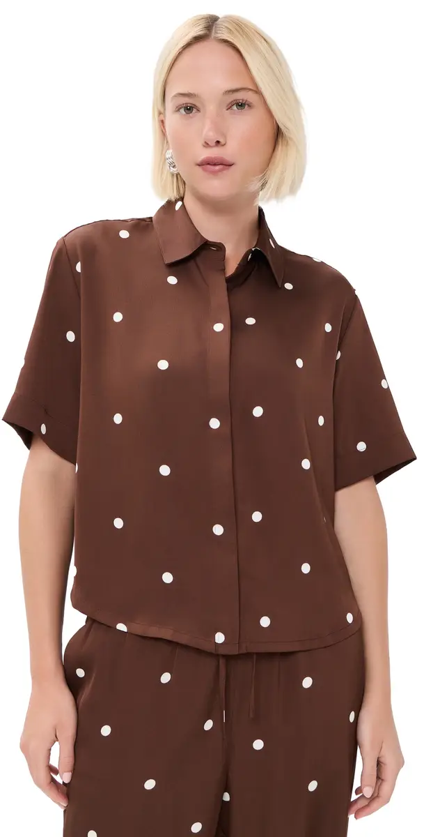 Z Supply Mari Button Up Dot Top