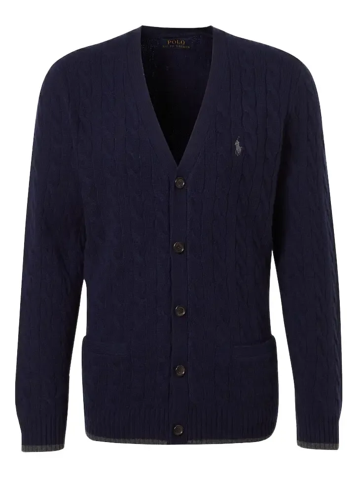 Pony cable-knit wool and cashmere cardigan Pony cable-knit wool and cashmere cardigan