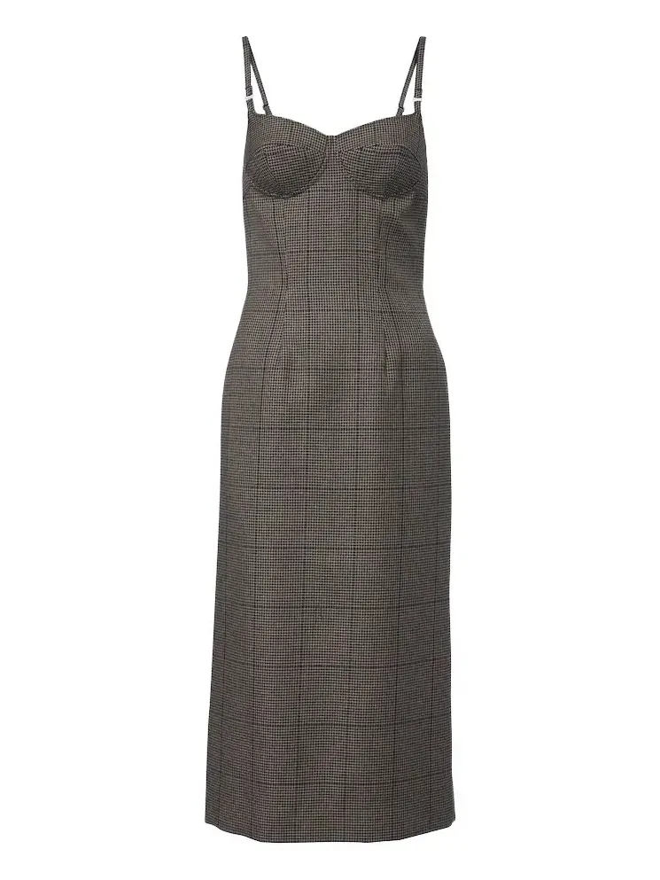 Houndstooth wool midi dress