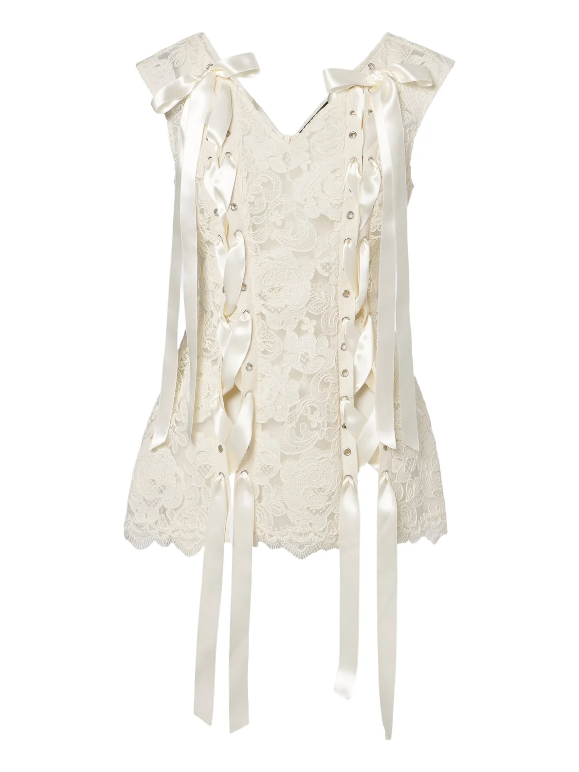 Unraveling bow-detail lace top Unraveling bow-detail lace top