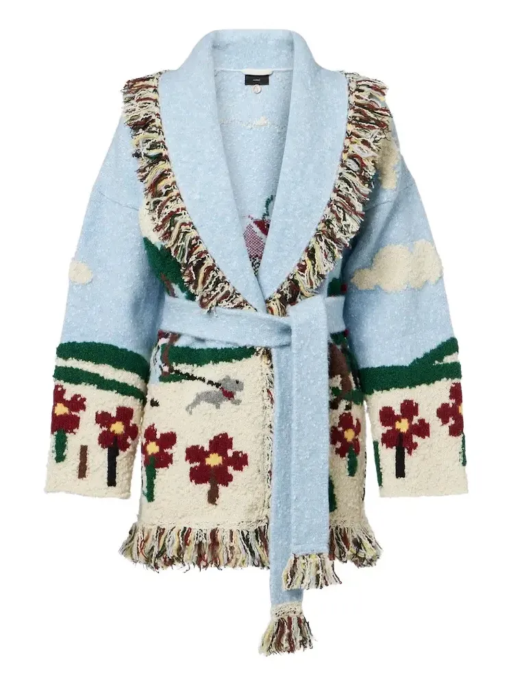 Casa intarsia wool-blend cardigan