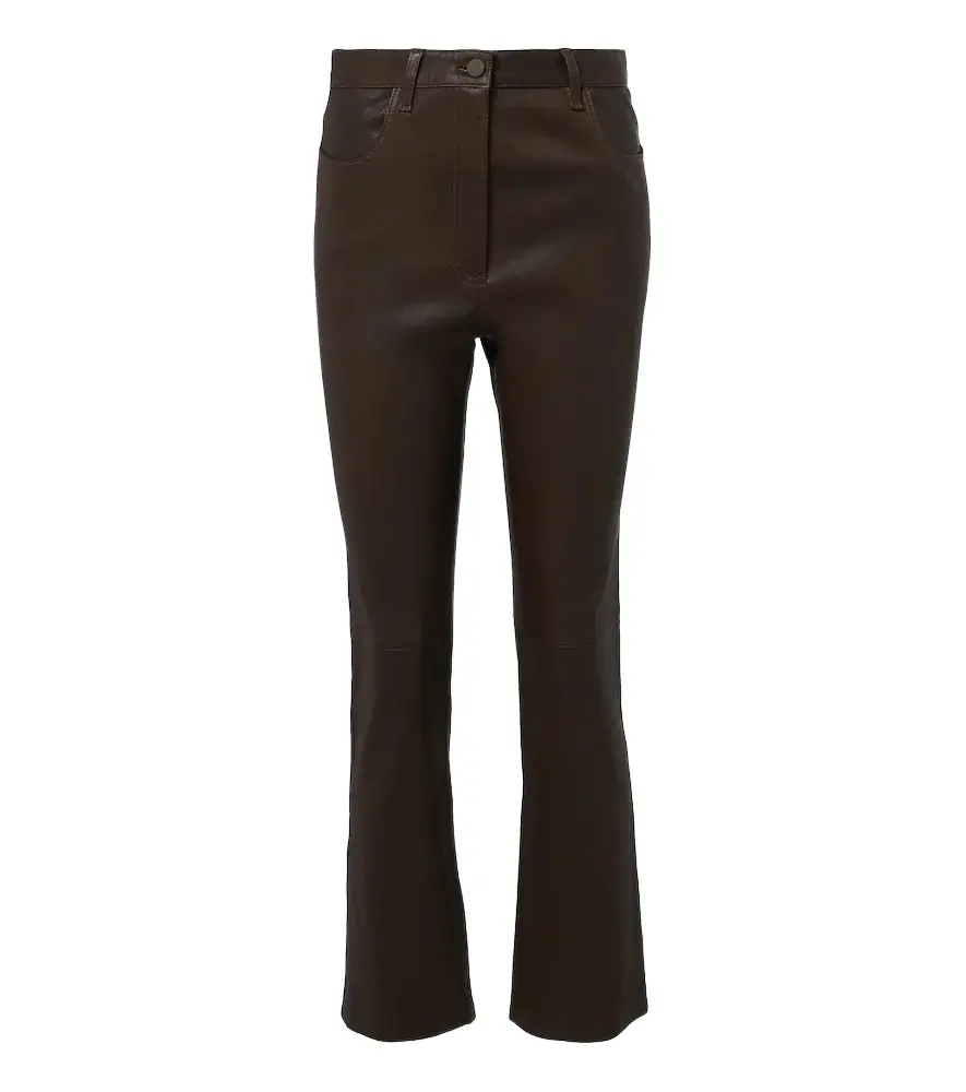 Duke cropped leather straight pants