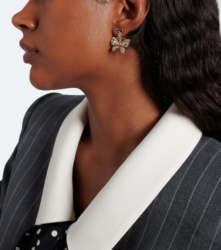 Valentino Garavani Flutterby VLogo Swarovski-embellished earrings | Thumbnail 6 Valentino Garavani Flutterby VLogo Swarovski-embellished earrings | Thumbnail 6