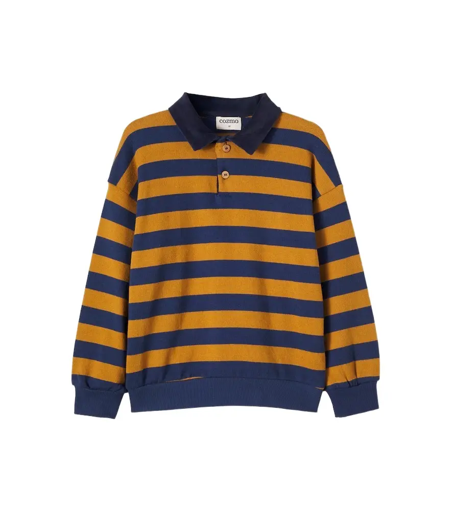 Cozmo Nepal striped cotton-blend polo sweater | Image 1 Cozmo Nepal striped cotton-blend polo sweater | Image 1