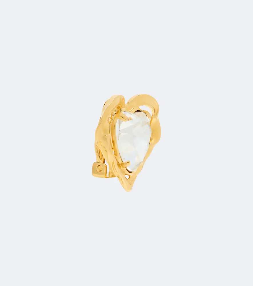 Oscar de la Renta Heart crystal-embellished clip-on earrings | Thumbnail 2