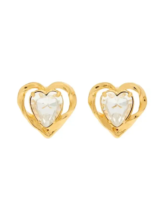 Heart crystal-embellished clip-on earrings