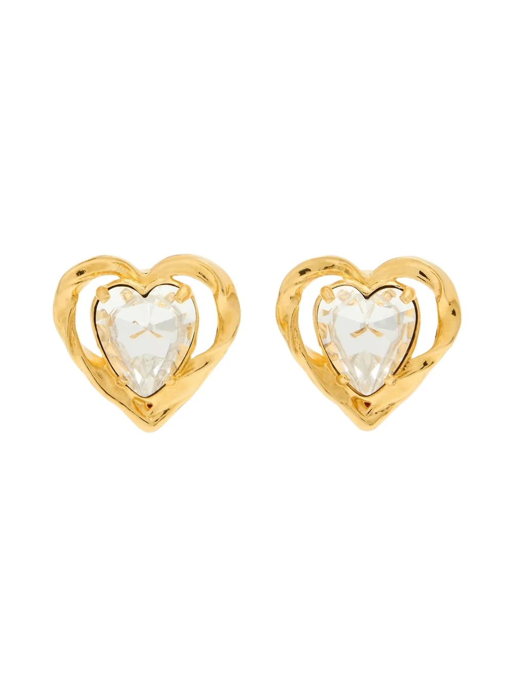 Oscar de la Renta Heart crystal-embellished clip-on earrings