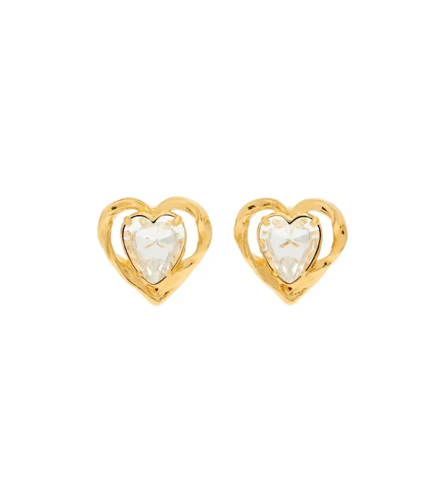 Oscar de la Renta Heart crystal-embellished clip-on earrings | Image 1 Oscar de la Renta Heart crystal-embellished clip-on earrings | Image 1