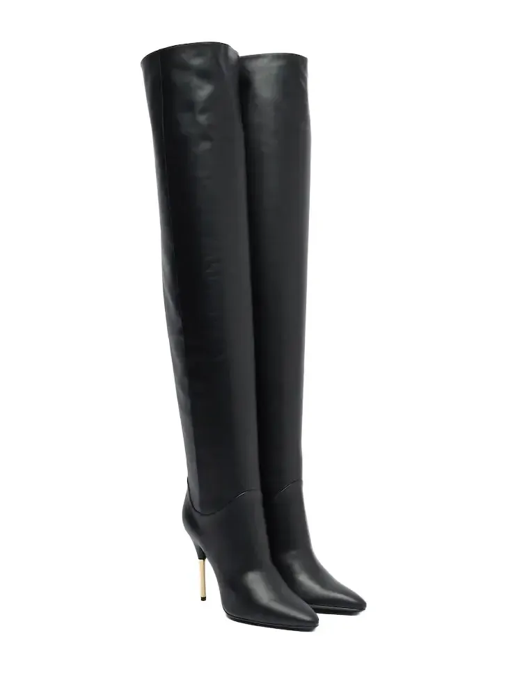 VLogo leather over-the-knee boots VLogo leather over-the-knee boots
