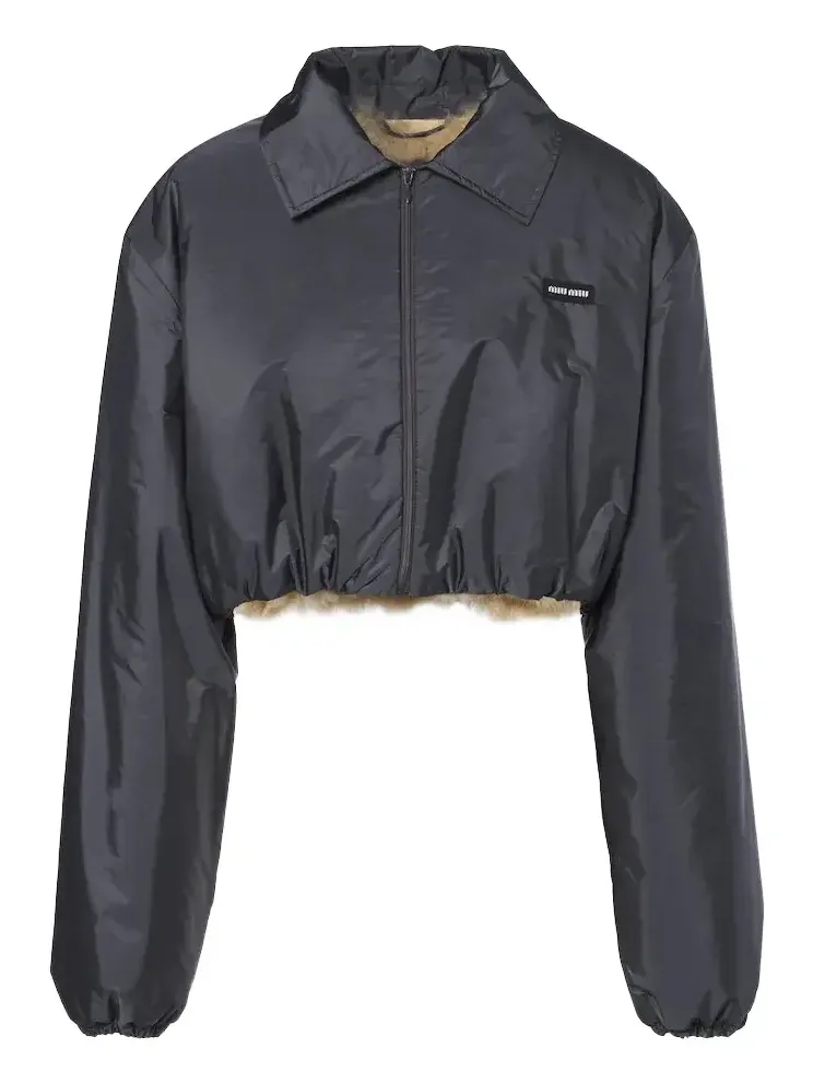 Cropped shearling-lined blouson jacket Cropped shearling-lined blouson jacket