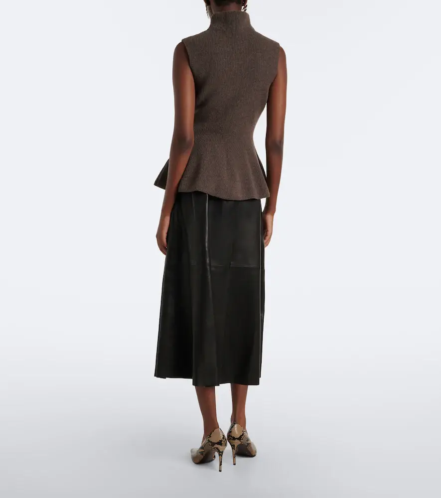 Nour Hammour Lenly leather midi skirt | Thumbnail 6