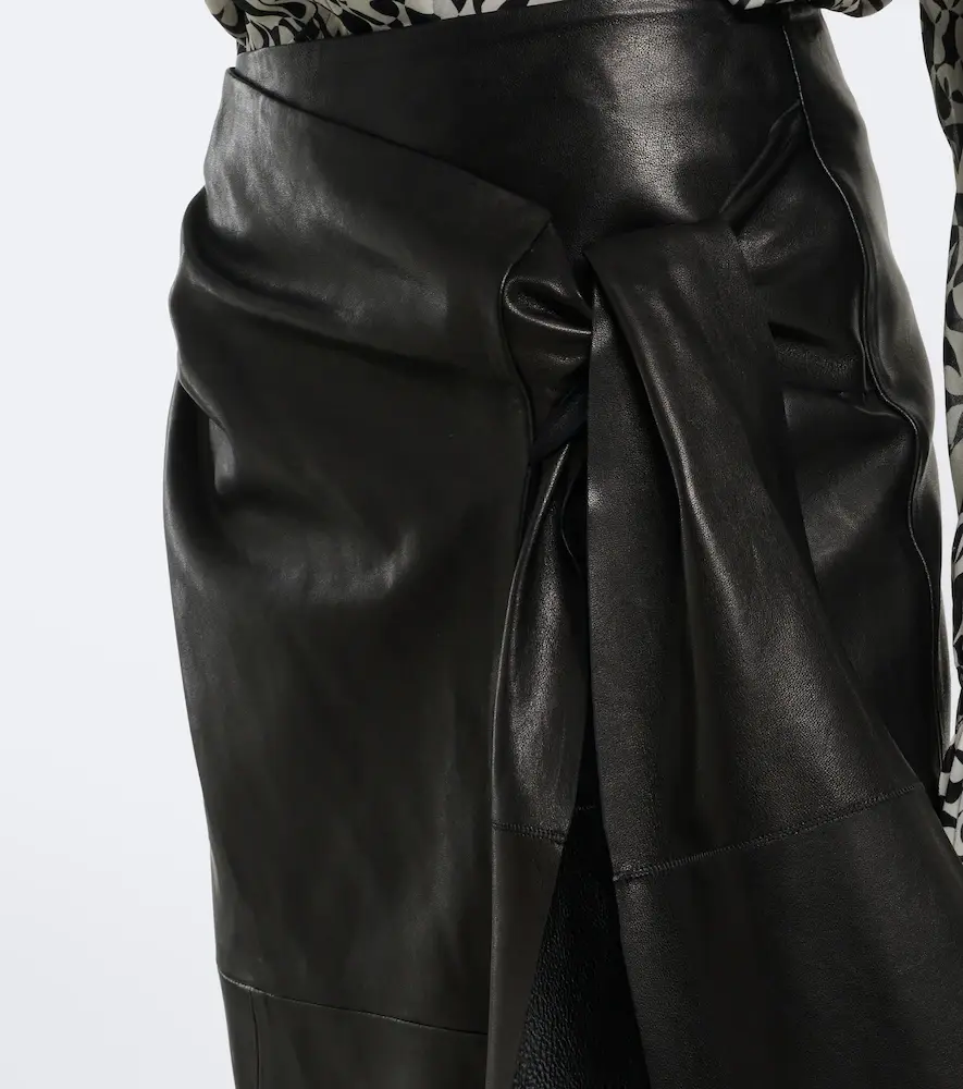 Nour Hammour Viret leather midi skirt | Thumbnail 3