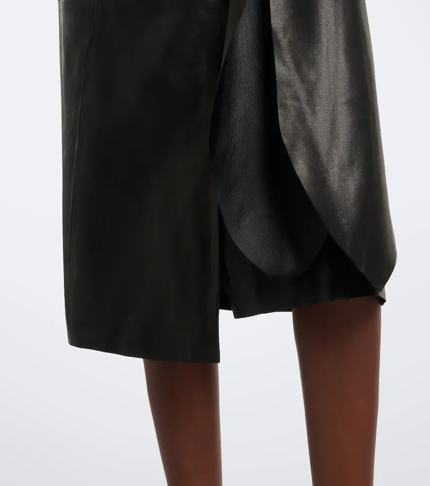 Nour Hammour Viret leather midi skirt | Thumbnail 4