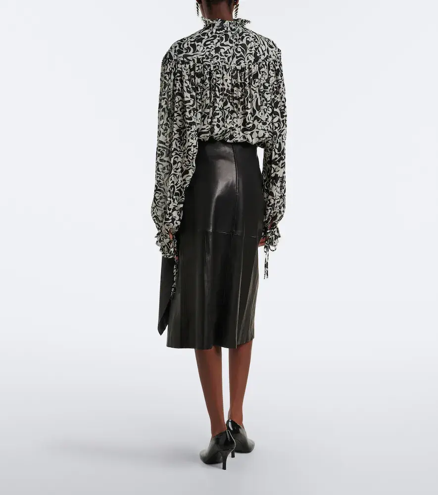 Nour Hammour Viret leather midi skirt | Thumbnail 5