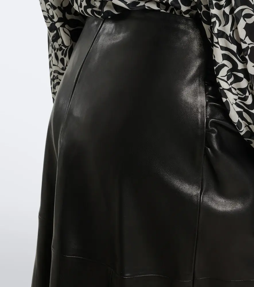Nour Hammour Viret leather midi skirt | Thumbnail 6