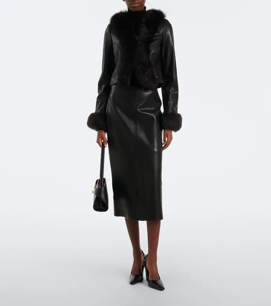 Nour Hammour Sofie shearling-trimmed leather jacket | Thumbnail 2 Nour Hammour Sofie shearling-trimmed leather jacket | Thumbnail 2