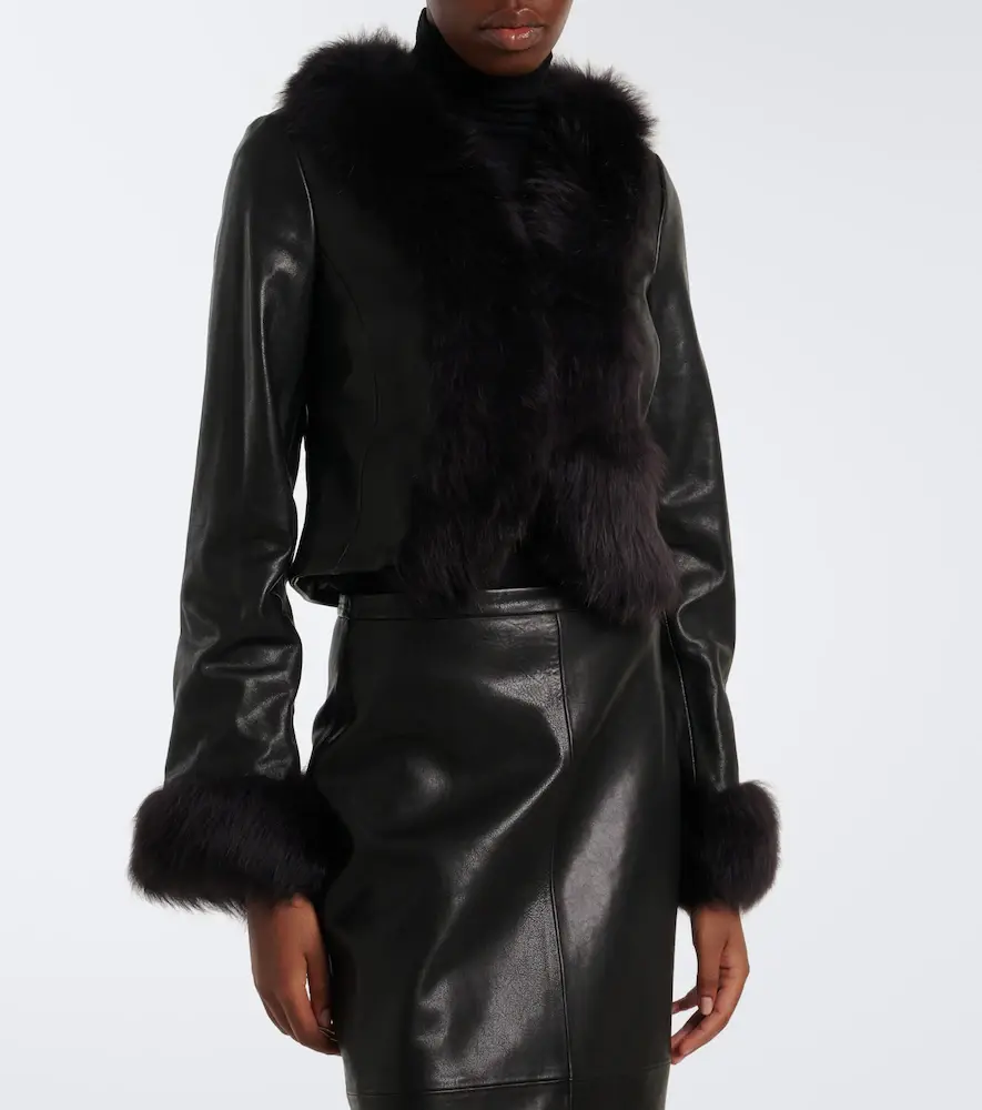 Nour Hammour Sofie shearling-trimmed leather jacket | Thumbnail 4 Nour Hammour Sofie shearling-trimmed leather jacket | Thumbnail 4