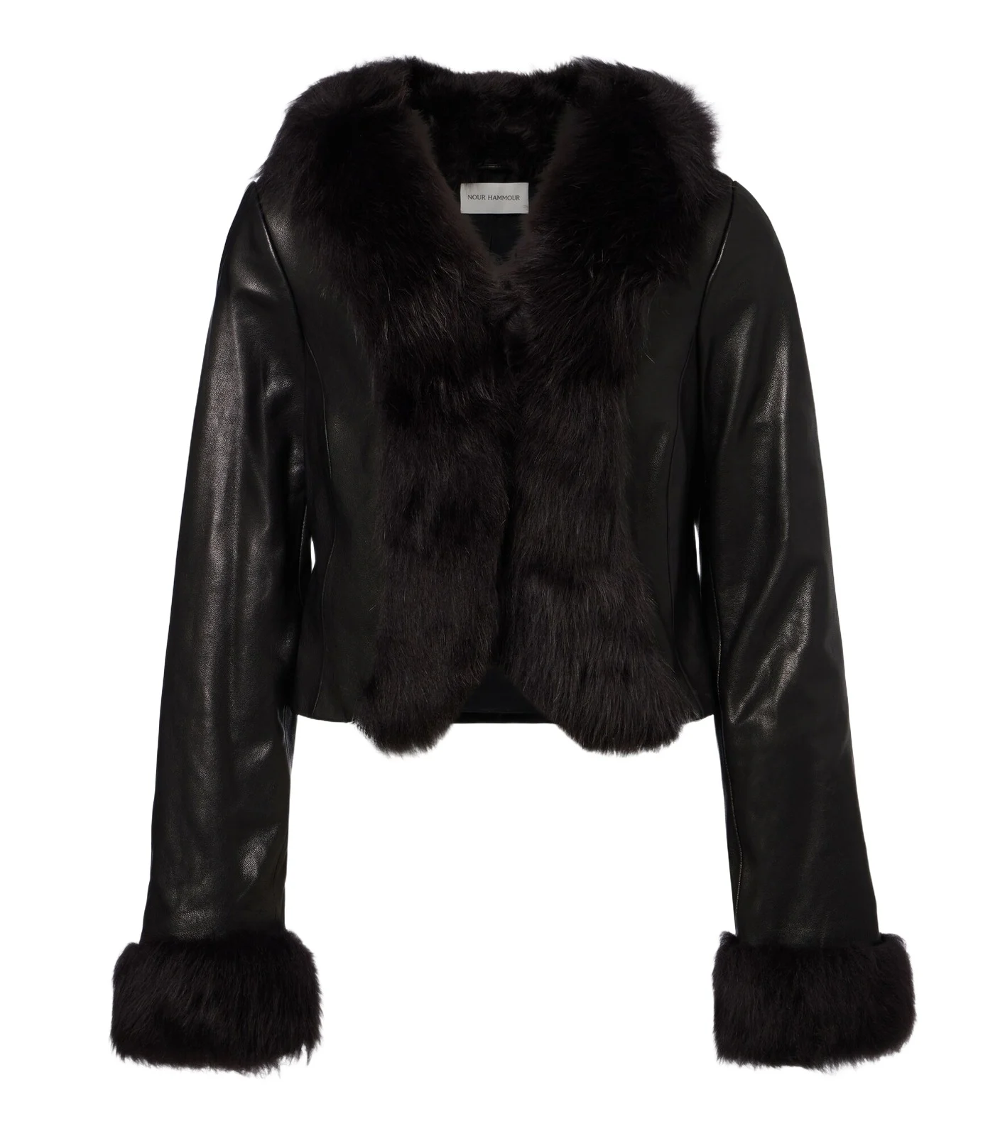 Nour Hammour Sofie shearling-trimmed leather jacket