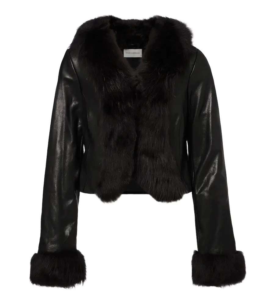 Nour Hammour Sofie shearling-trimmed leather jacket | Image 1 Nour Hammour Sofie shearling-trimmed leather jacket | Image 1
