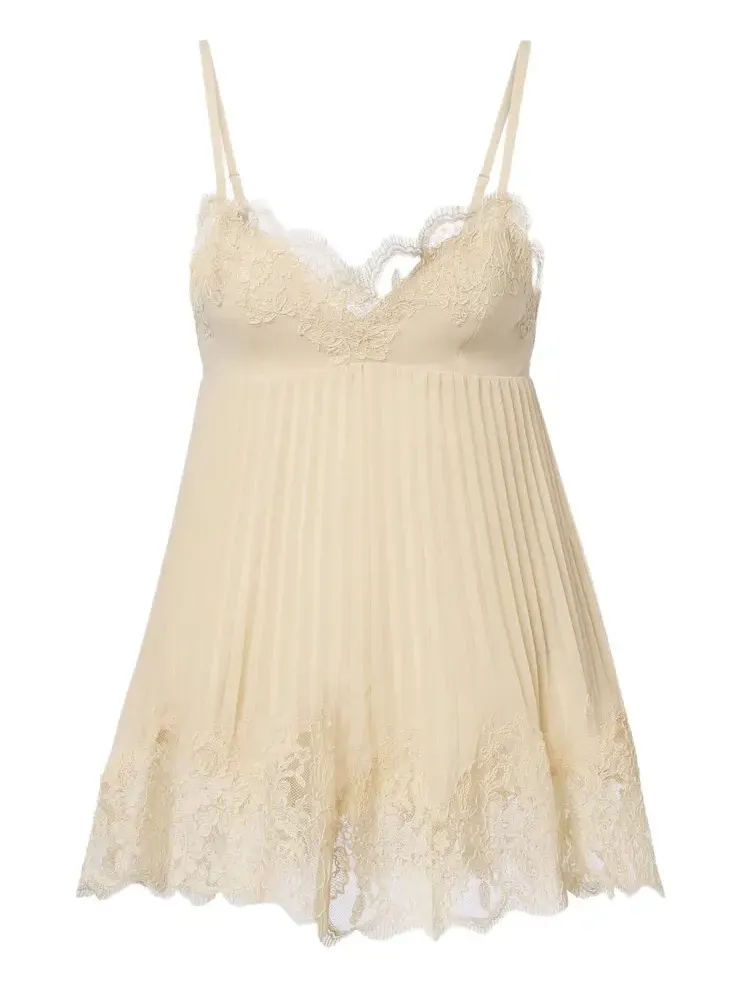 Lace-trimmed chiffon camisole