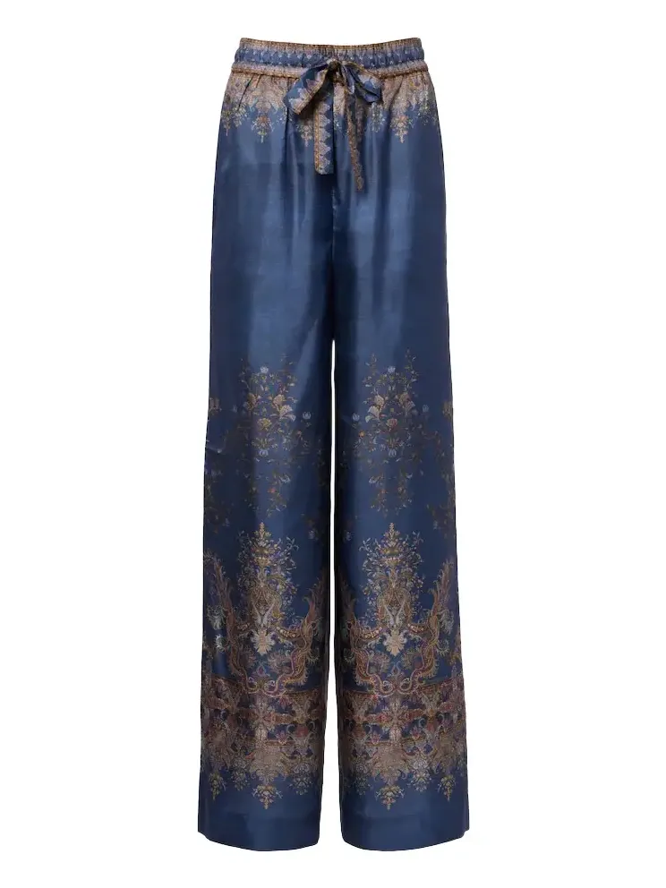 Valiant printed silk satin wide-leg pants Valiant printed silk satin wide-leg pants