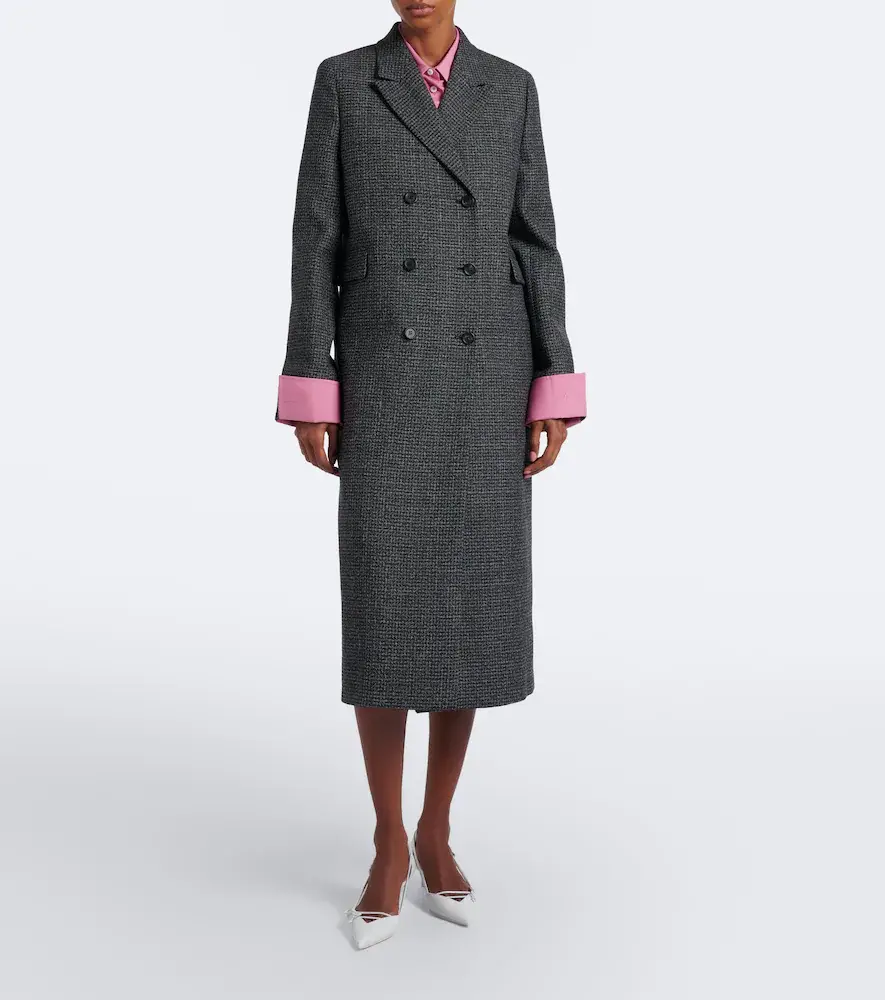Prada Checked virgin wool coat | Thumbnail 2