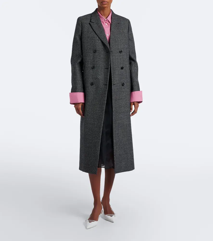 Prada Checked virgin wool coat | Thumbnail 4