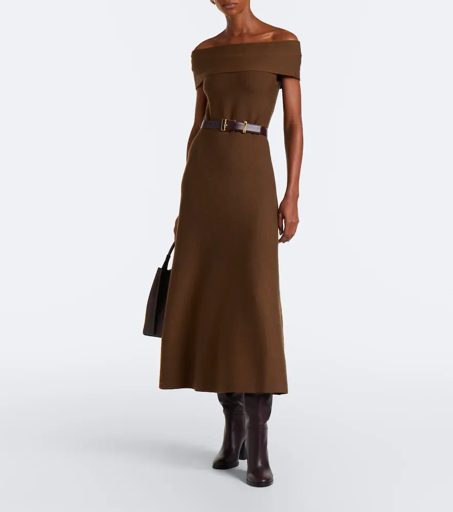 Simkhai Camilla off-shoulder wool midi dress | Thumbnail 6 Simkhai Camilla off-shoulder wool midi dress | Thumbnail 6