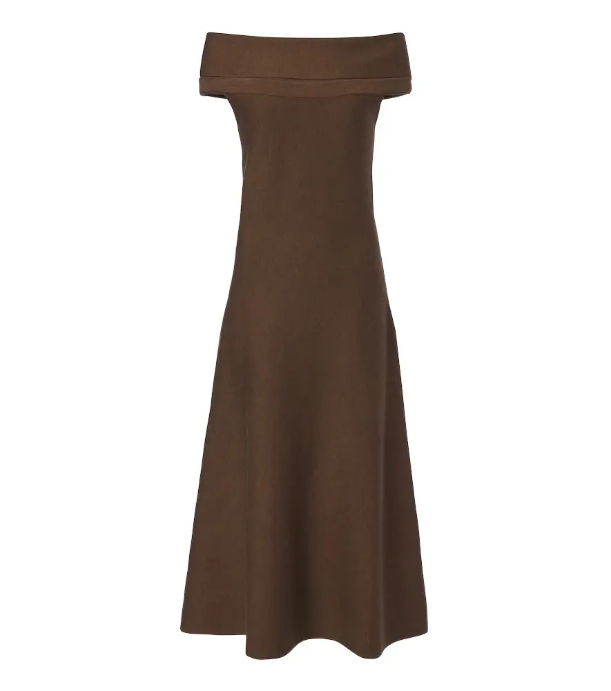 Camilla off-shoulder wool midi dress