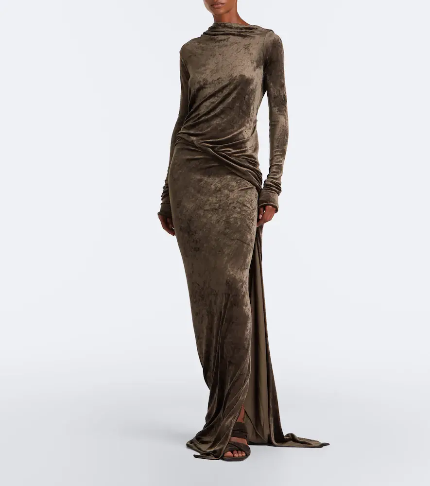 Rick Owens Lilies Shailee draped open-back velvet gown | Thumbnail 2