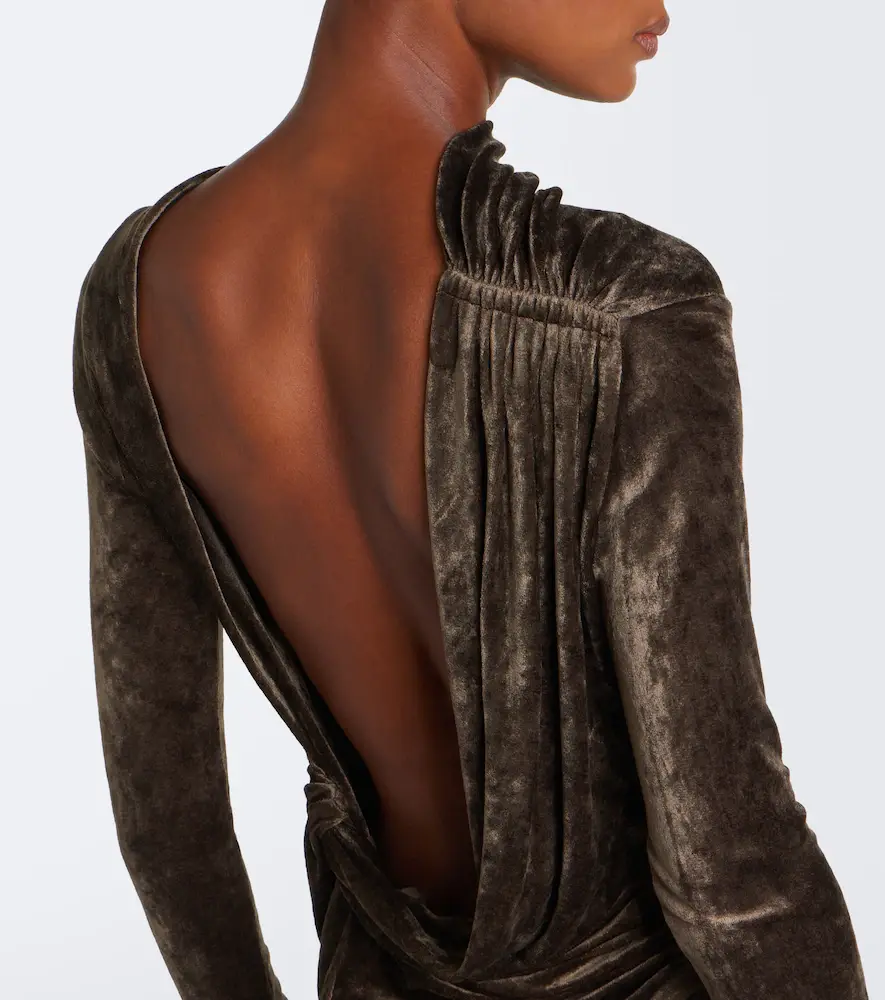 Rick Owens Lilies Shailee draped open-back velvet gown | Thumbnail 3