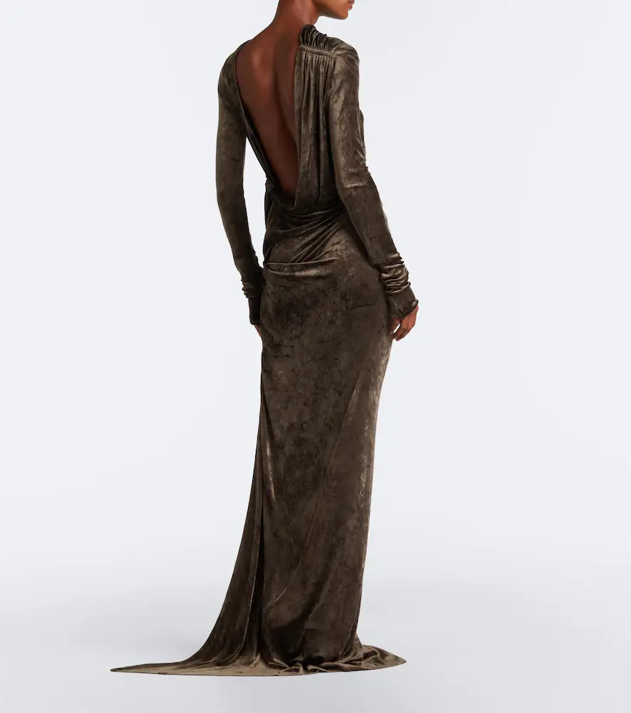 Rick Owens Lilies Shailee draped open-back velvet gown | Thumbnail 6