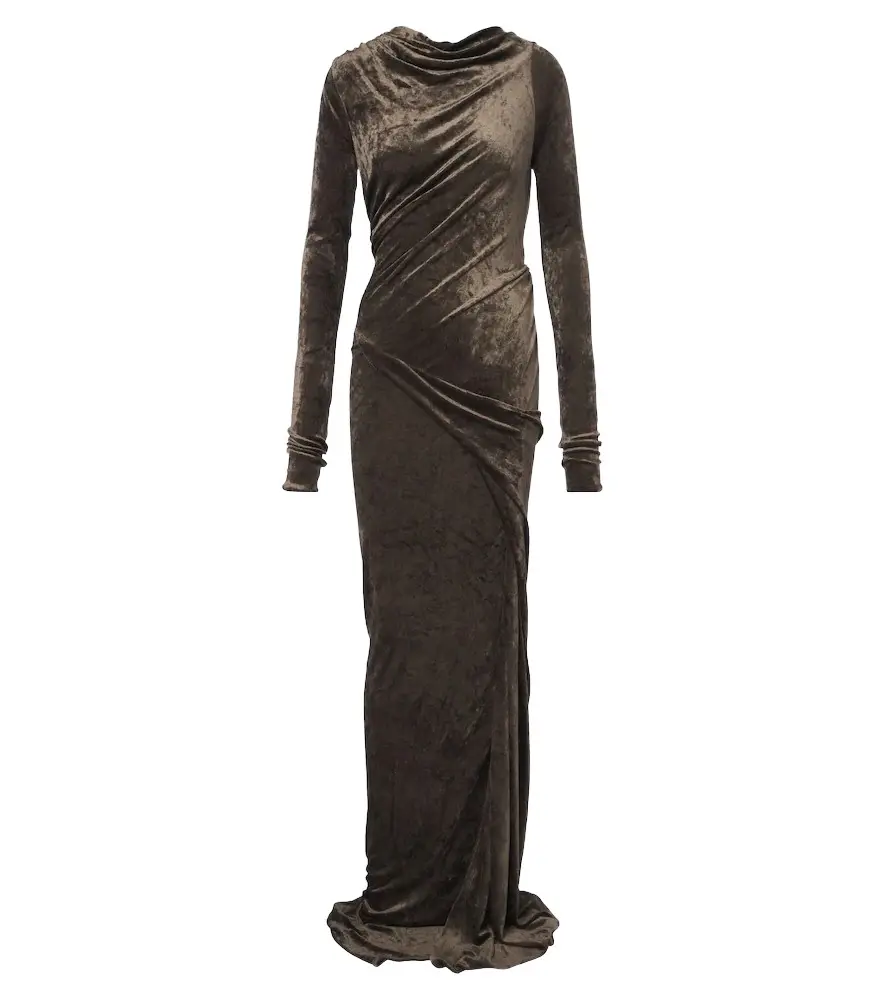 Rick Owens Lilies Shailee draped open-back velvet gown | Image 1 Rick Owens Lilies Shailee draped open-back velvet gown | Image 1