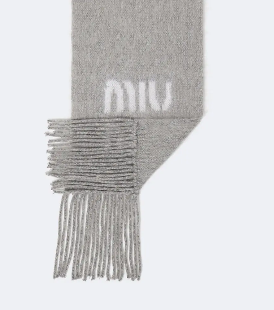 Miu Miu Fringed mohair and wool-blend scarf | Thumbnail 2 Miu Miu Fringed mohair and wool-blend scarf | Thumbnail 2