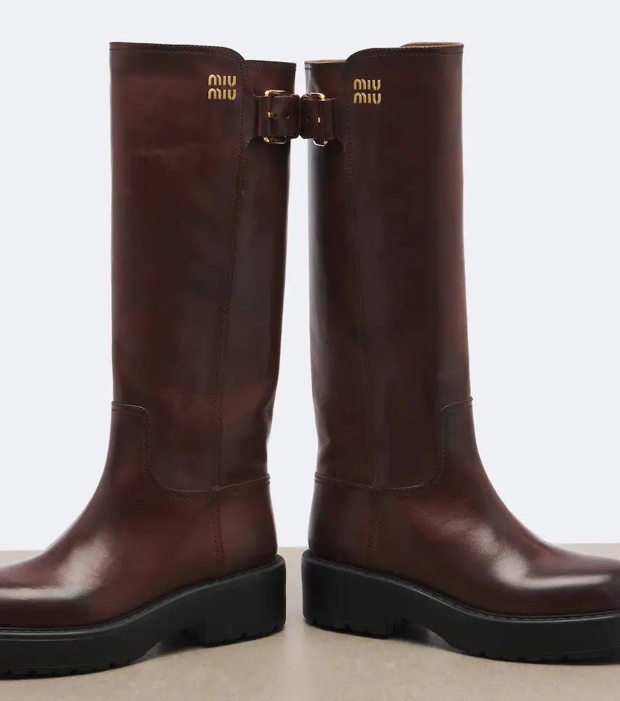 Miu Miu Leather knee-high boots | Thumbnail 3