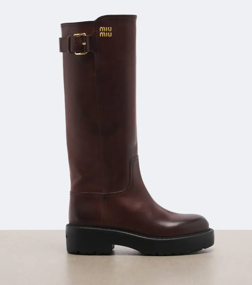Miu Miu Leather knee-high boots | Thumbnail 4