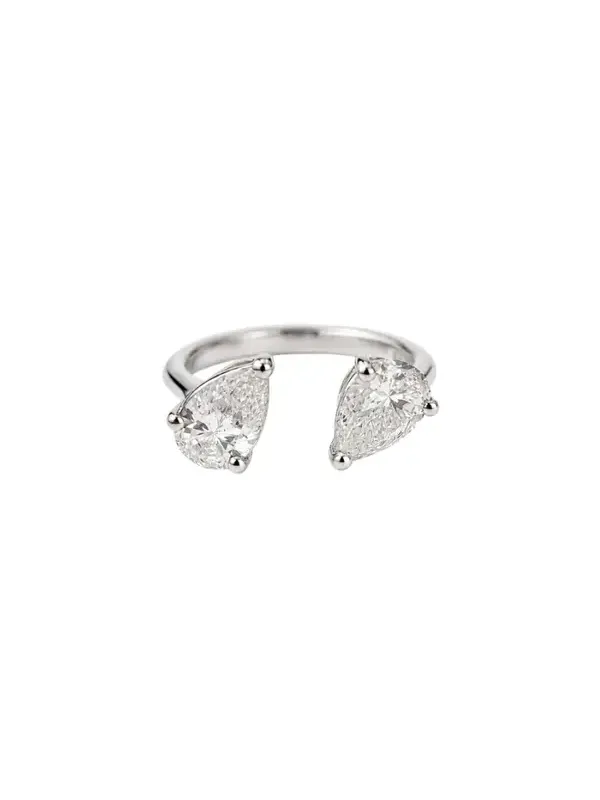 1.03ct Diamond 18K Gold Open Pear Signet Ring