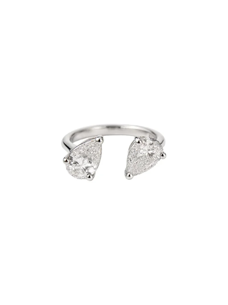 Wish Fine Jewelry 1.03ct Diamond 18K Gold Open Pear Signet Ring