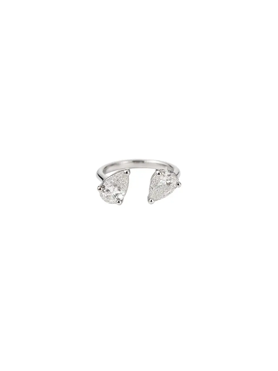Wish Fine Jewelry 1.03ct Diamond 18K Gold Open Pear Signet Ring