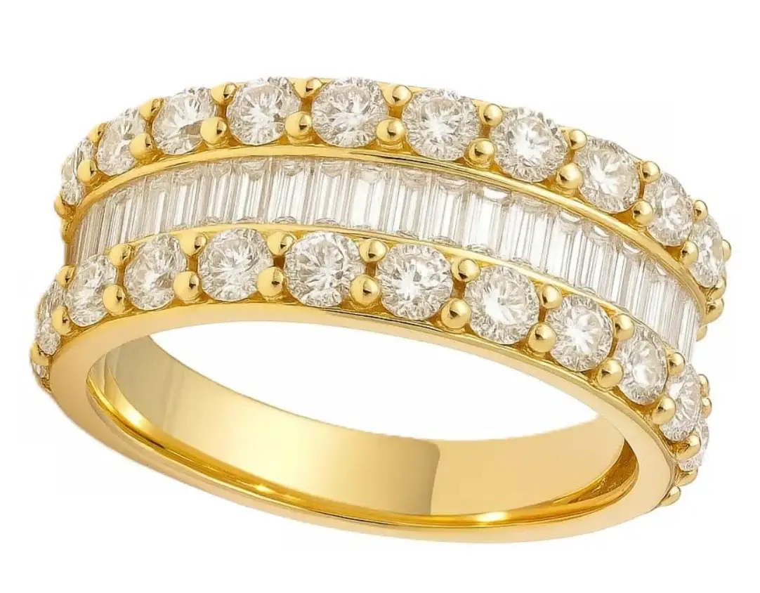 Wish Fine Jewelry 3.0ct Diamond 18K Gold Multi Shaped Band Ring