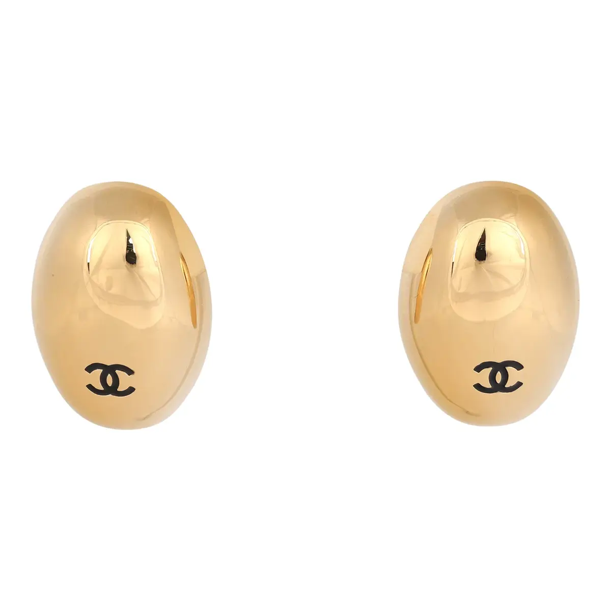 Chanel Chanel CC Oval Drop Earrings Black Resin, Gold Tone Hardware | Image 1 Chanel Chanel CC Oval Drop Earrings Black Resin, Gold Tone Hardware | Image 1