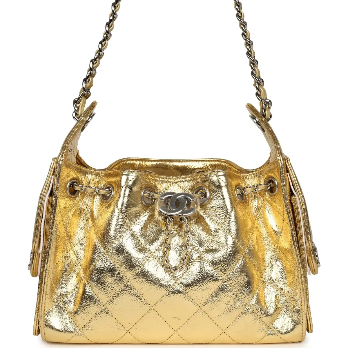 Chanel Chanel Mini 25 Hobo Bag Metallic Gold Calfskin Silver Hardware | Image 1 Chanel Chanel Mini 25 Hobo Bag Metallic Gold Calfskin Silver Hardware | Image 1