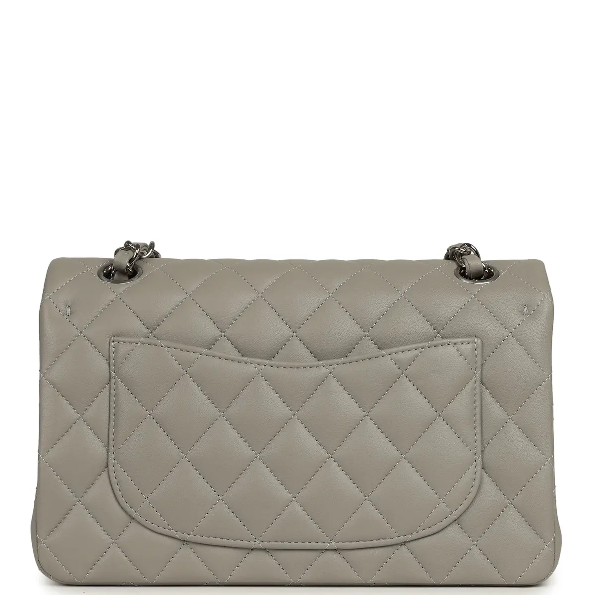 Chanel Chanel Small Classic Double Flap Bag Grey Lambskin Silver Hardware | Thumbnail 7