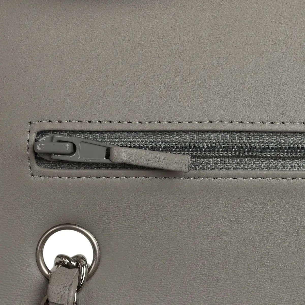 Chanel Chanel Small Classic Double Flap Bag Grey Lambskin Silver Hardware | Thumbnail 8