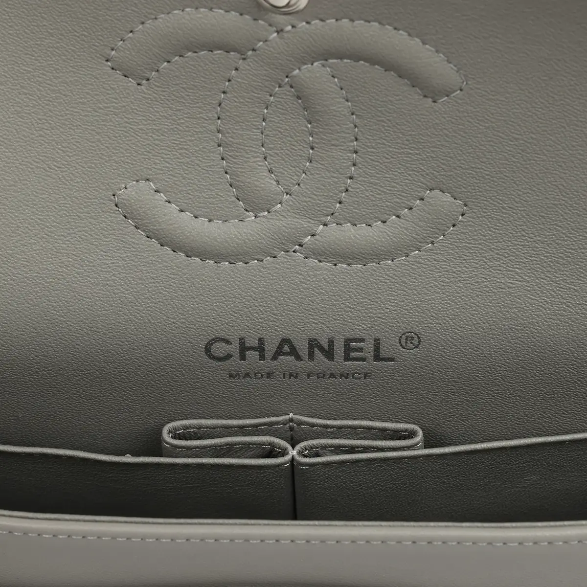 Chanel Chanel Small Classic Double Flap Bag Grey Lambskin Silver Hardware | Thumbnail 9