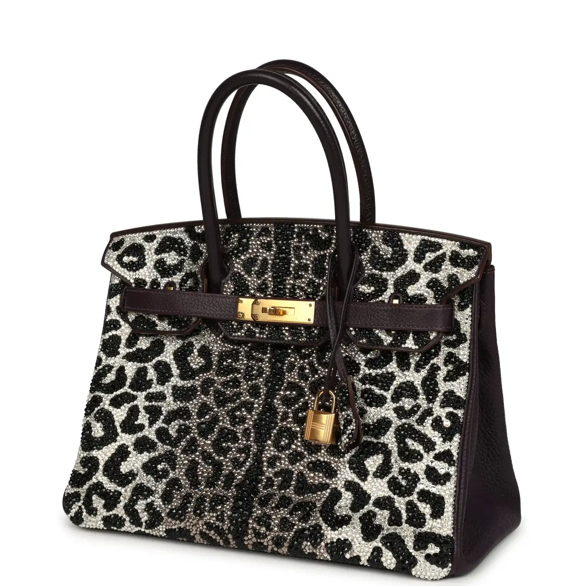 HERMÈS Custom Leopard Swarovski Crystal Hermes Birkin 30 Raisin Togo Gold Hardware | Thumbnail 5 HERMÈS Custom Leopard Swarovski Crystal Hermes Birkin 30 Raisin Togo Gold Hardware | Thumbnail 5