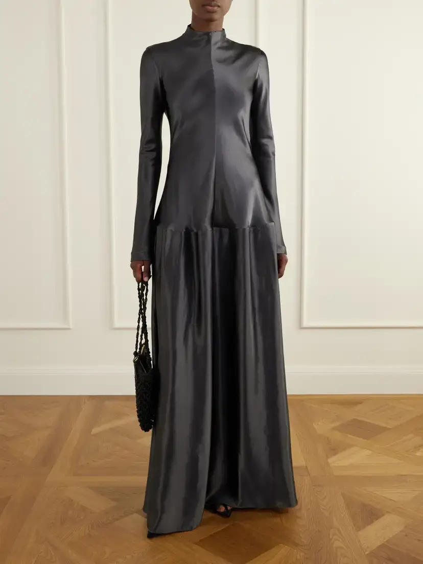 FFORME Mila Textured-satin Turtleneck Maxi Dress | Thumbnail 2 FFORME Mila Textured-satin Turtleneck Maxi Dress | Thumbnail 2
