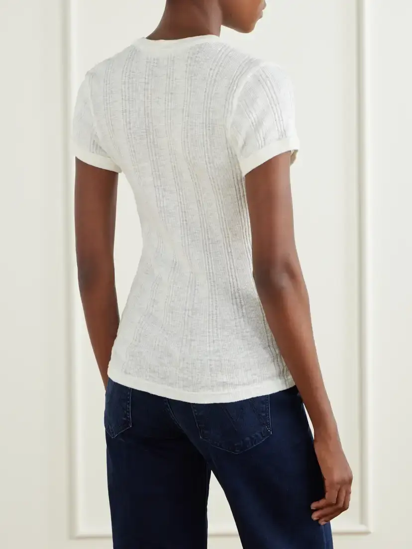 Mother The Itty Bitty Ringer Ribbed Cotton-jersey T-shirt | Thumbnail 4 Mother The Itty Bitty Ringer Ribbed Cotton-jersey T-shirt | Thumbnail 4