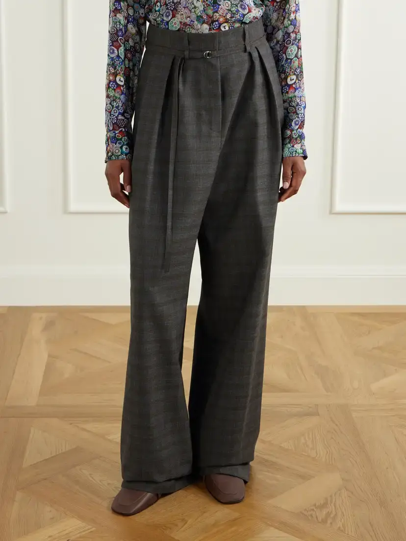Dries Van Noten Belted Checked Wool Wide-leg Pants | Thumbnail 3 Dries Van Noten Belted Checked Wool Wide-leg Pants | Thumbnail 3