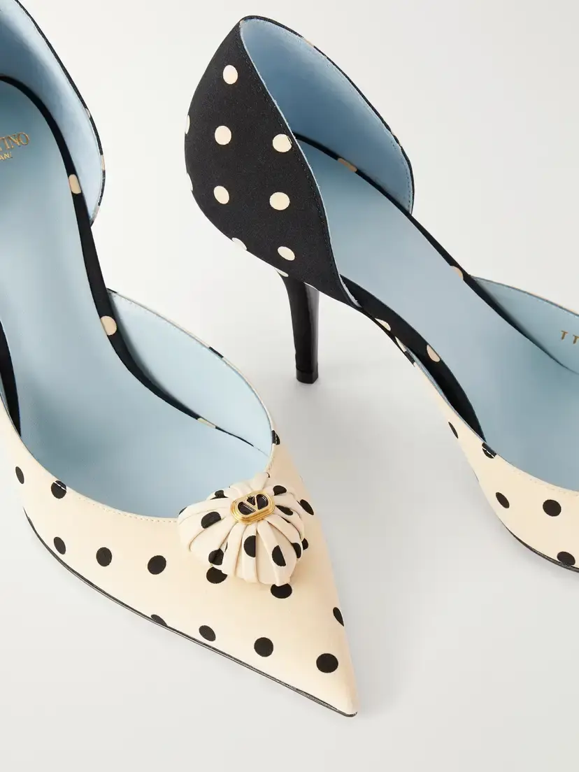 Valentino Garavani Coeur D'orsay 85 Logo-embellished Polka-dot Satin Pumps | Thumbnail 5